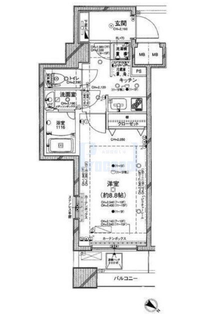 パレステュディオ池袋駅前(1K/7階)の間取り写真