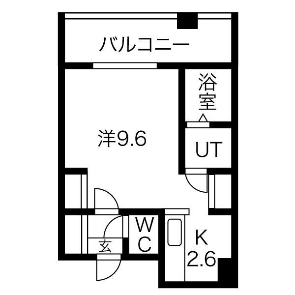 オタルベイサイドシティ8棟(1K/6階)の間取り写真