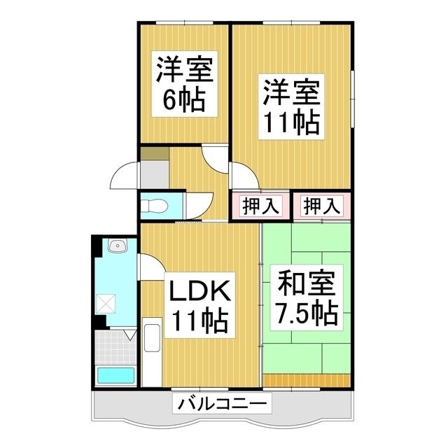 Kハウス(3LDK/2階)の間取り写真