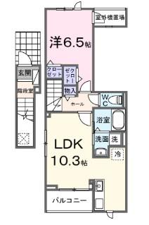 メゾン・ド・ヴィラI(1LDK/2階)の間取り写真
