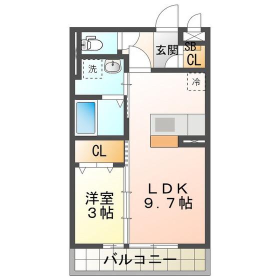 ニエット(1LDK/2階)の間取り写真