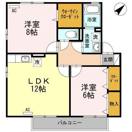 セジュールプルミエA棟(2LDK/2階)の間取り写真
