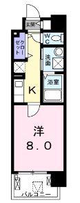 グラース滝井(1K/8階)の間取り写真