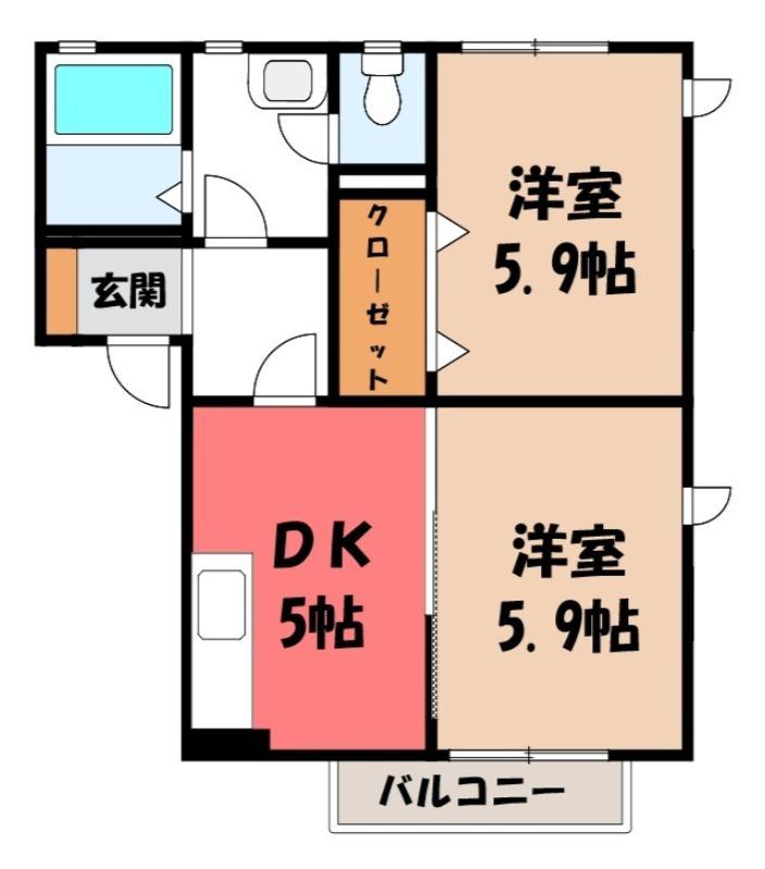 クレシェンテ F(2K/2階)の間取り写真