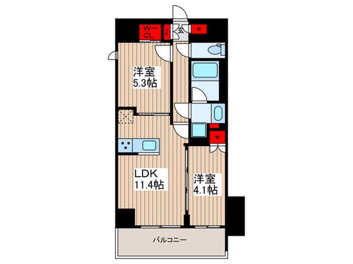 コンフォリア本所吾妻橋II(2LDK/2階)の間取り写真
