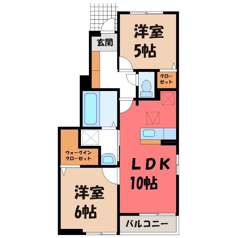 オーブ・レジェール(2LDK/1階)の間取り写真