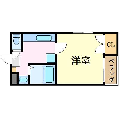 ハイエスト 田町(1K/4階)の間取り写真