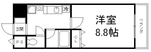 ザ・ブセナ稲荷新道(1K/2階)の間取り写真