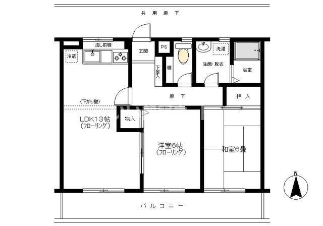 メゾンソレイユ(2LDK/3階)の間取り写真