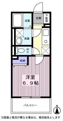 エクセランコート(1K/2階)の間取り写真