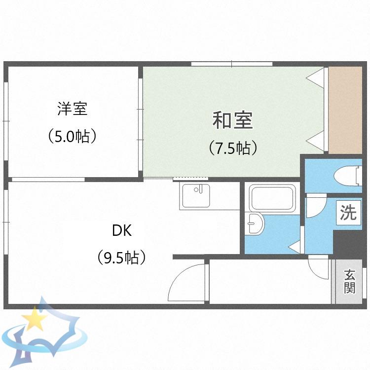 タクニヴァス(2DK/4階)の間取り写真