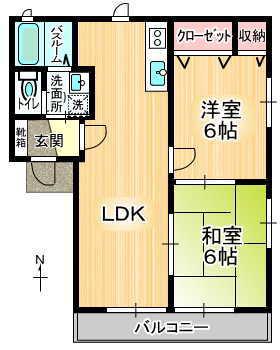 モダニティ・ドエルA(2LDK/1階)の間取り写真