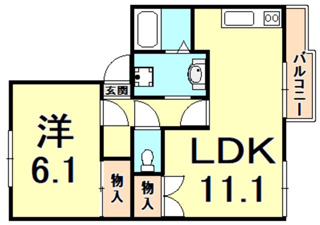 パールハイツ(1LDK/1階)の間取り写真