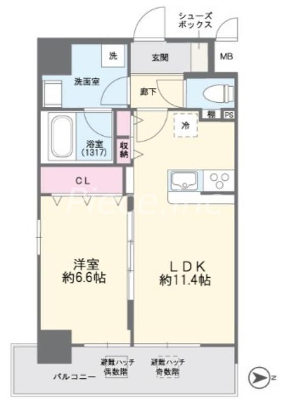 FUKU島之内(1LDK/2階)の間取り写真