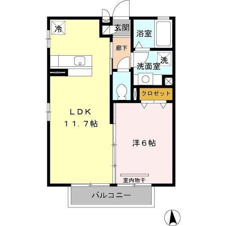 ハピネスコート(1LDK/2階)の間取り写真