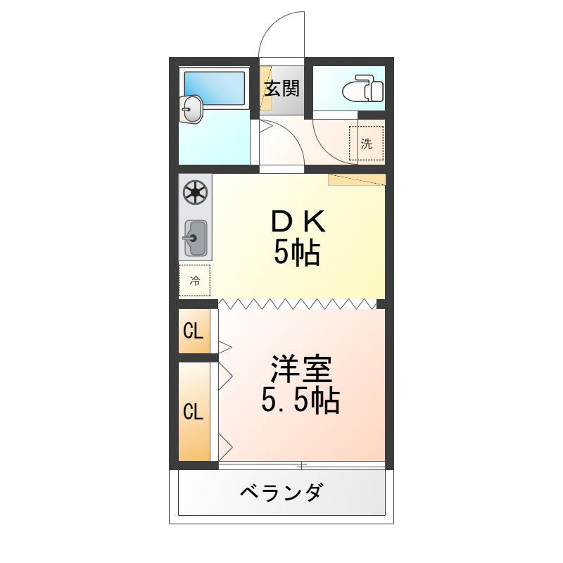 シャルムYOSHIKI(1DK/2階)の間取り写真
