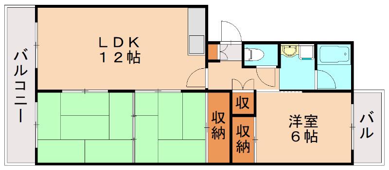 サンハイツ名宝(3LDK/3階)の間取り写真