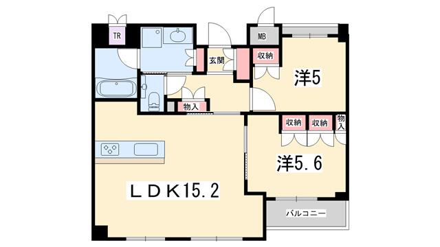 イーグルコート二条駅ウエスト(2LDK/3階)の間取り写真