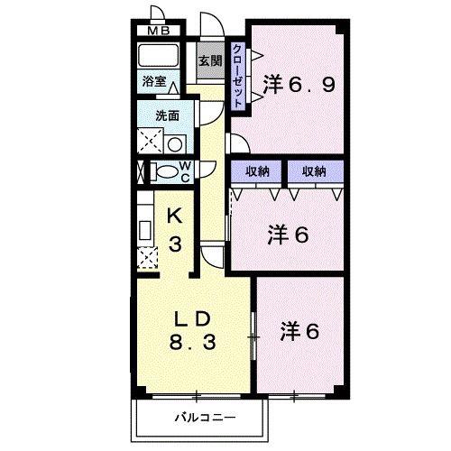 ヴィオラセア清瀬(3LDK/1階)の間取り写真