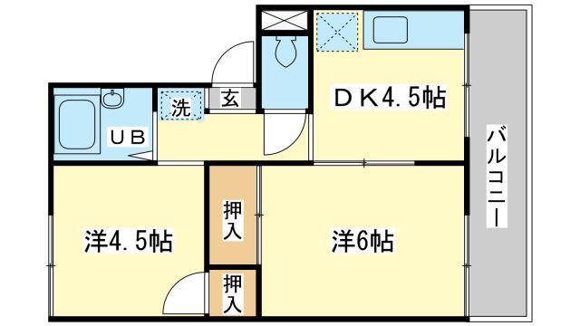 第二野里ハイツ(2DK/2階)の間取り写真