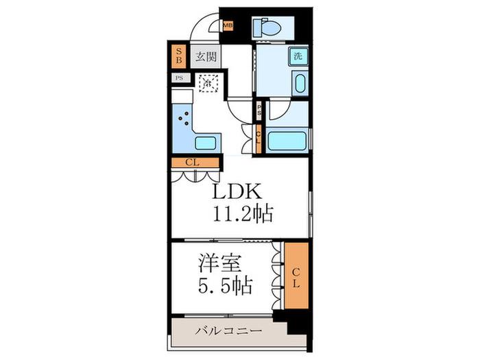 リーガル京都西陣II(1LDK/2階)の間取り写真