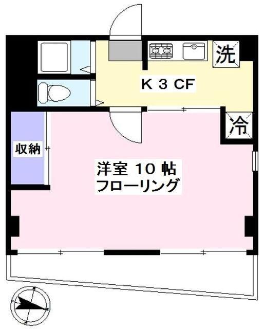 ハッピー曙(1K/3階)の間取り写真