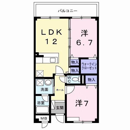 ポラリスB(2LDK/1階)の間取り写真