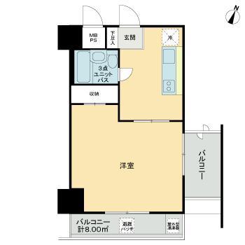 ダイアパレス根岸(1K/6階)の間取り写真