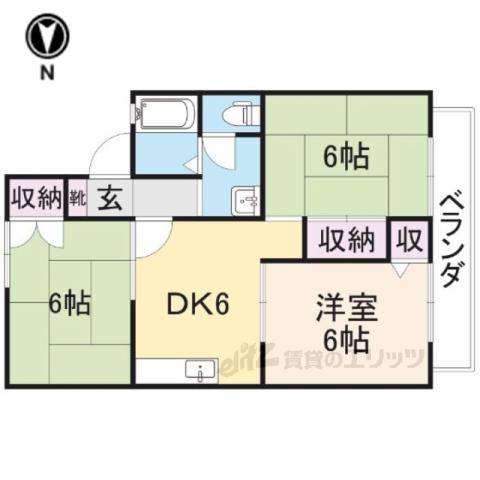 リバーサイドコーポ(3DK/2階)の間取り写真