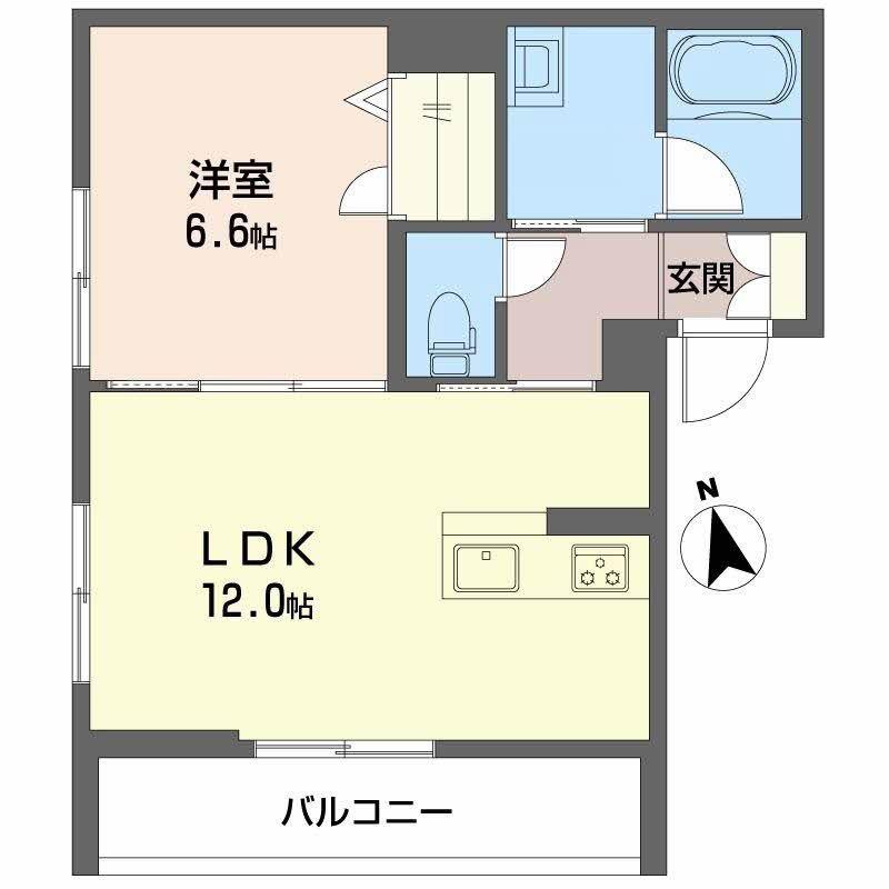 ブルジェオン駅南(1LDK/4階)の間取り写真