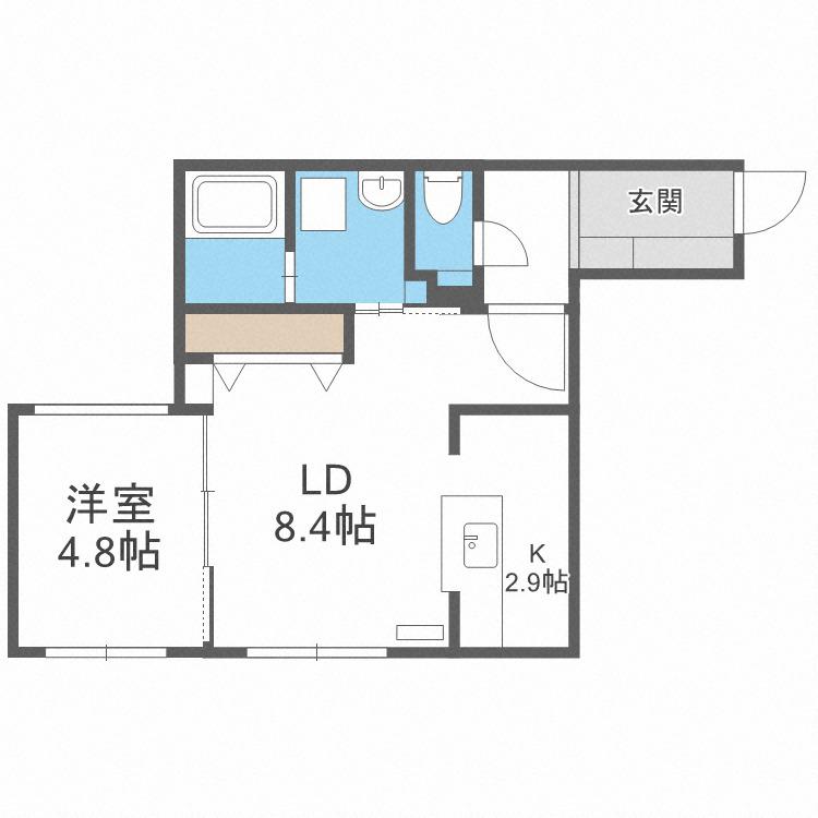 ブランシャールALAIN琴似(1LDK/4階)の間取り写真
