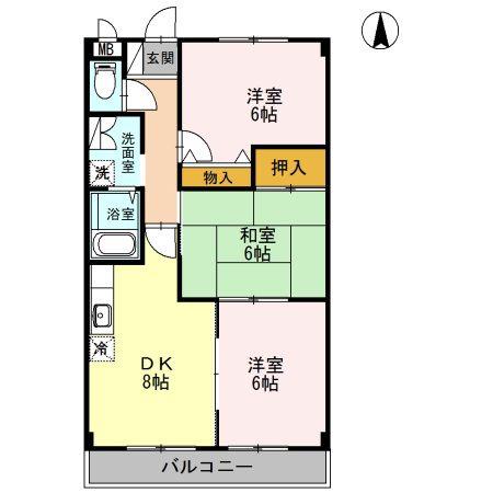 グランドゥール(3DK/3階)の間取り写真