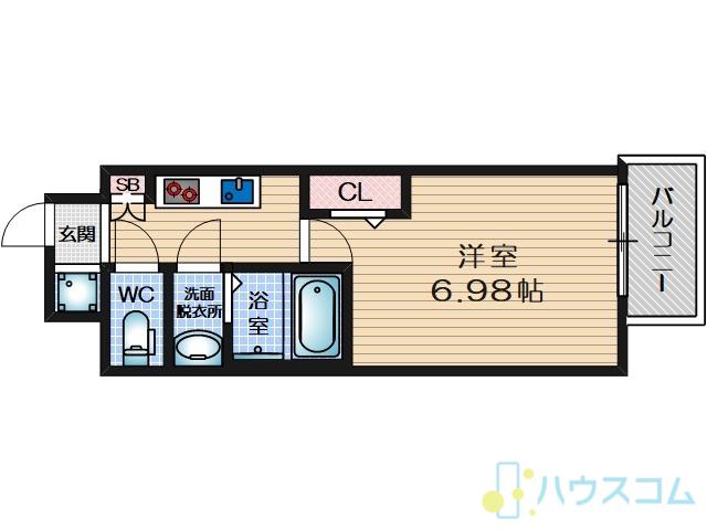 ロイス茨木奈良町(1K/7階)の間取り写真