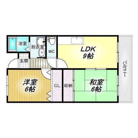 ラヴィアンヌ・コート(2LDK/2階)の間取り写真