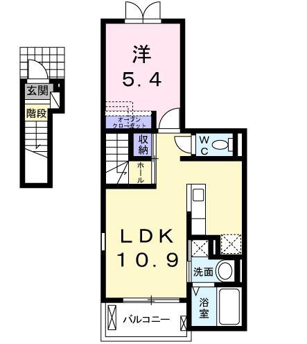 サニープレイス(1LDK/2階)の間取り写真