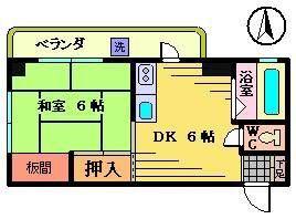 フジマンション(1DK/3階)の間取り写真