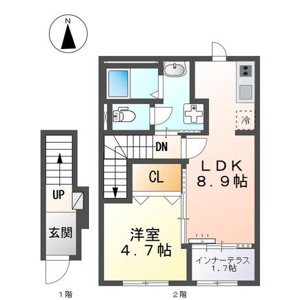 スターテラスII南田町(1LDK/2階)の間取り写真