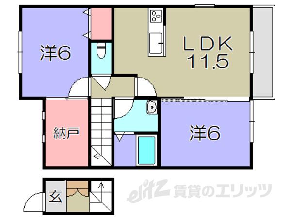 ファイン・レジデンスA棟(2LDK/2階)の間取り写真