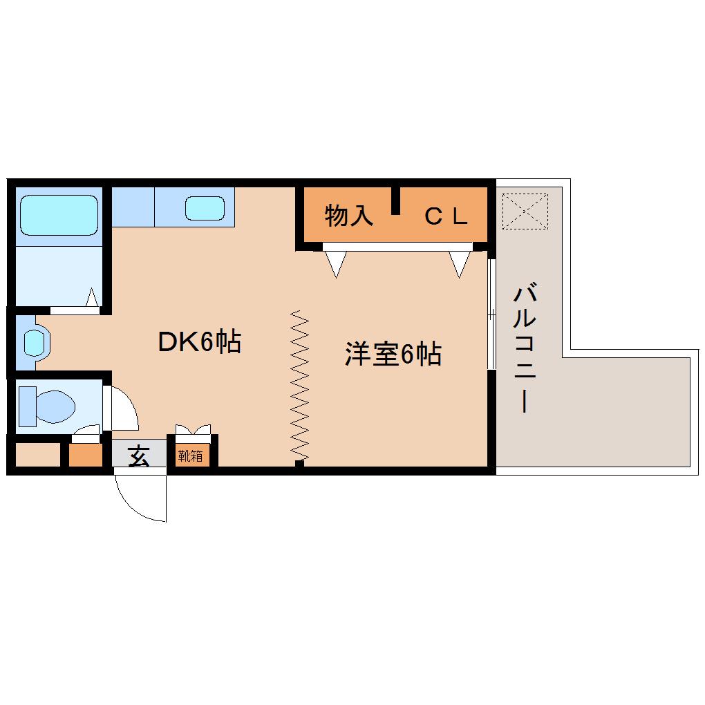 メゾンスイート西大寺(1DK/2階)の間取り写真