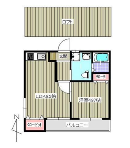 あいプラザ高取(1LDK/2階)の間取り写真