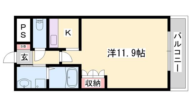 ＪＲ福知山線 三田駅(兵庫) バス乗車時間：34分 最寄りバス停で下車 徒歩24分 2階建 築22年(1K/1階)の間取り写真