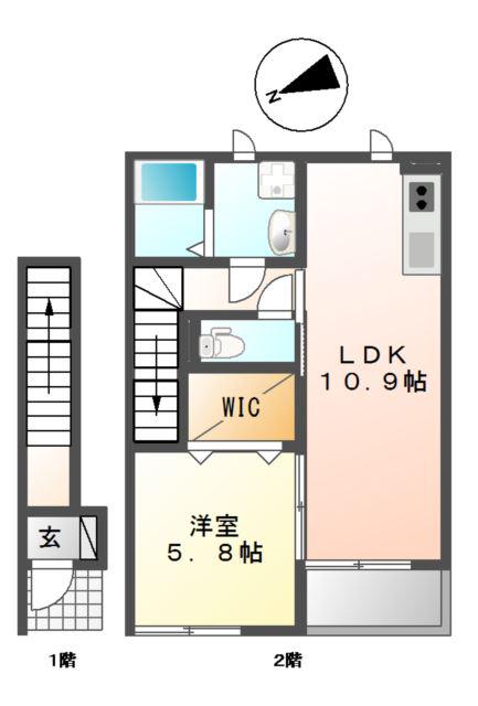 ラベンダーガーデン諏訪(1LDK/2階)の間取り写真