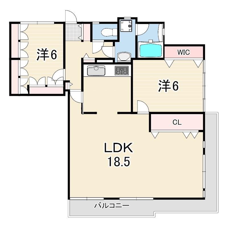 ライオンズマンション芦屋西(2LDK/5階)の間取り写真