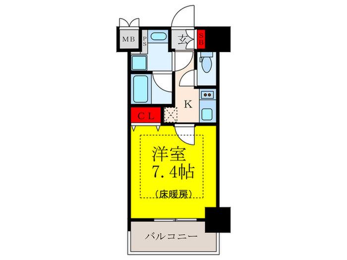 ZOOM江坂公園(1K/10階)の間取り写真