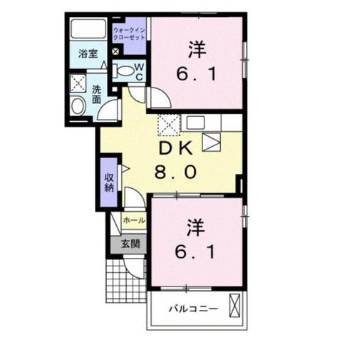 ノゥブル コート(2DK/1階)の間取り写真