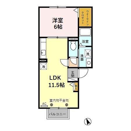 ウィルモア元町(1LDK/2階)の間取り写真