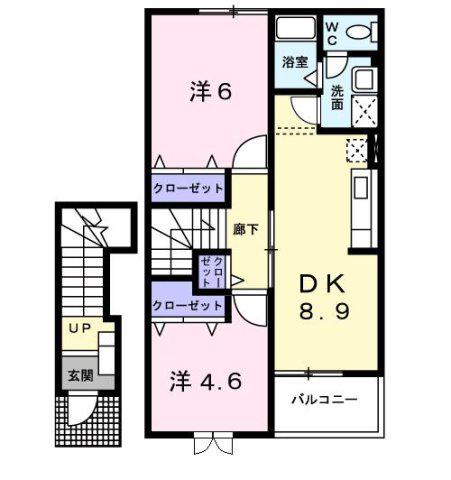 ジュラーレI(2DK/2階)の間取り写真