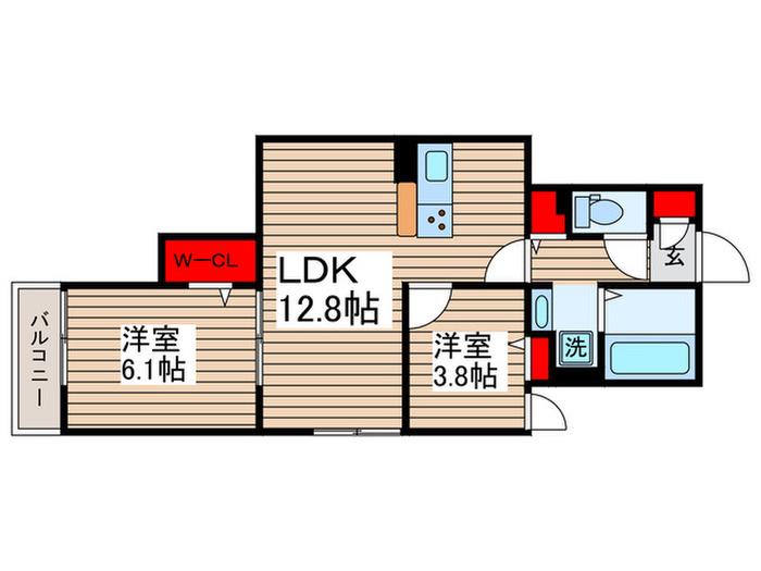 ルリアン北小岩II(2LDK/2階)の間取り写真