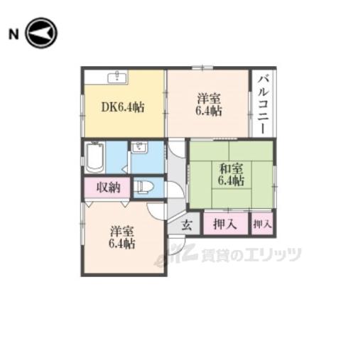 エストヴィルⅡ(2LDK/2階)の間取り写真
