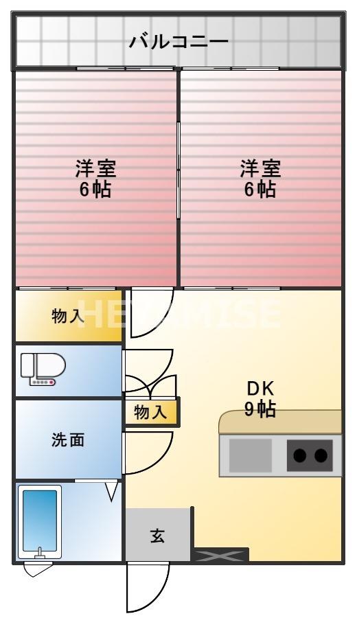コーポラスたさき9(2DK/2階)の間取り写真